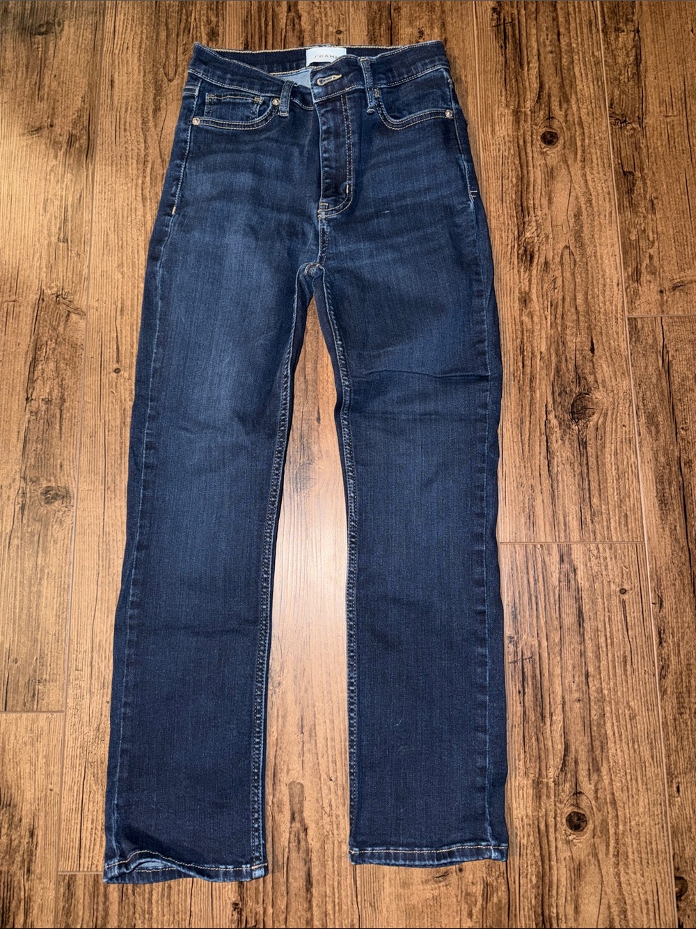 Frame Denim Dark Indigo Straight Jeans
